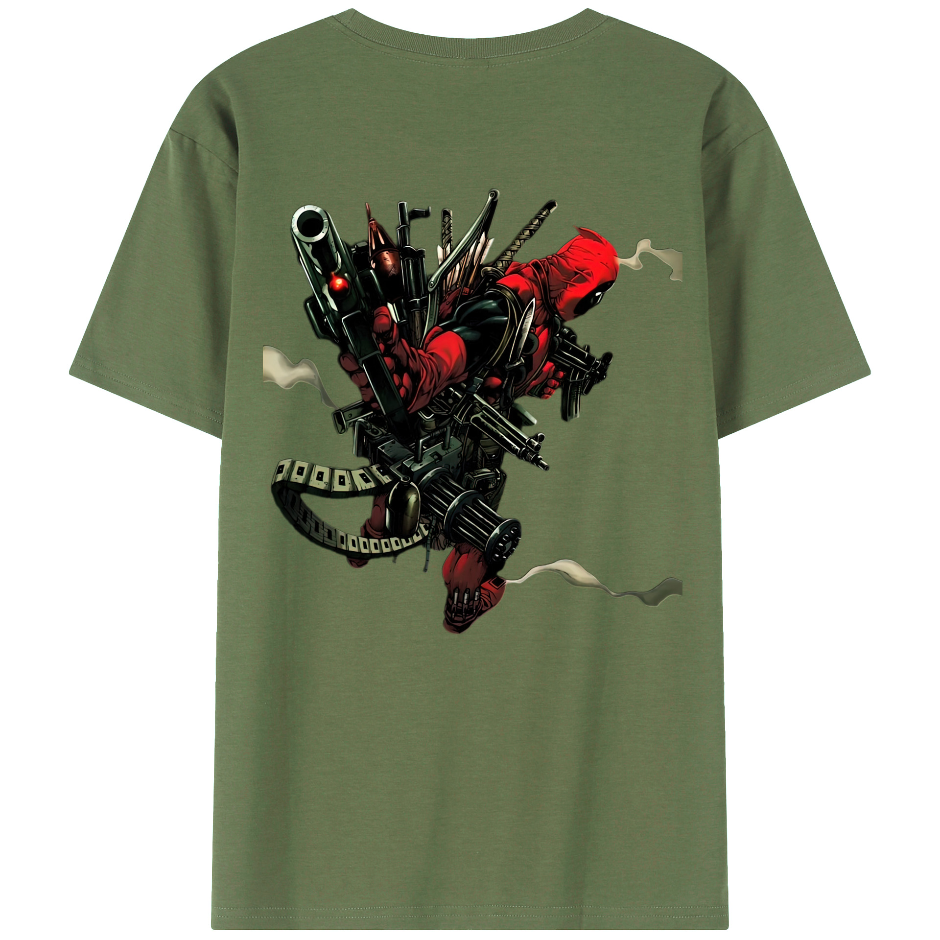 （画像用） Deadpool デッドプール 綿100％ メンズ半袖Tシャツ（バックプリント） 通気性